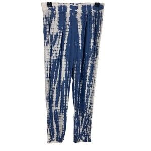 Darah Dahl Women’s Tie Dye Pants Blue White Boho Lounge Casual Lightweight M